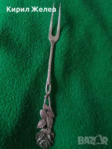 СТАРА ФЛОРАЛНА КОЛЕКЦИОНЕРСКА ДЕСЕРТНА СРЕБЪРНА ВИЛИЧКА СРЕБРО 800 ПРОБА 43001, снимка 16 - Колекции - 44376205