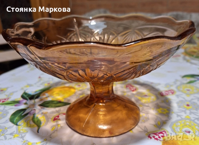 Масивно розово стъкло-чиния,фруктиера,купа от 1960 г., снимка 4 - Форми - 51491688