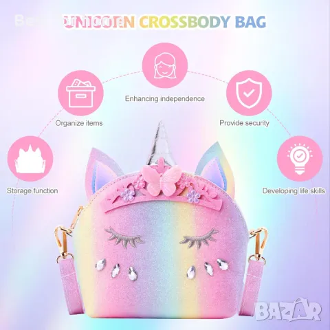 Комплект от детска чанта, портфейл и бижута за момичета-еднорог JYPS, снимка 3 - Детски портмонета - 49903849