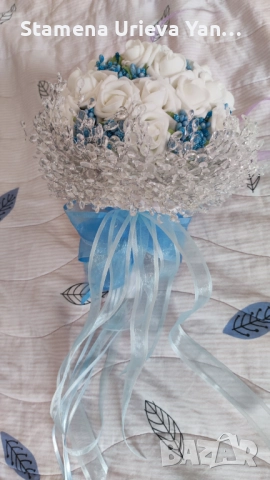 Сватбен букет(ръчно изработен), снимка 6 - Сватбени аксесоари - 51789270