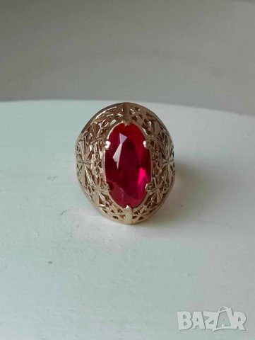 Руски златен пръстен с рубин 1, снимка 2 - Пръстени - 42462036