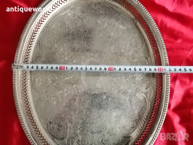 Голям Стар Английски ПОСРЕБРЕН Поднос , Табла, снимка 6 - Антикварни и старинни предмети - 40516372