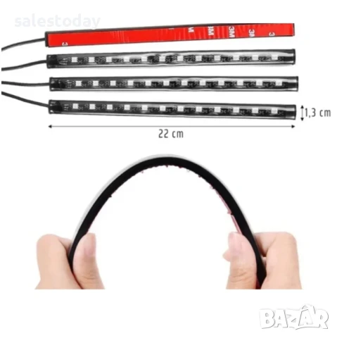 Светаща лента за кола, 4*22см, RGB, НЕОН, Интериорни Светлини, снимка 3 - Аксесоари и консумативи - 33256861