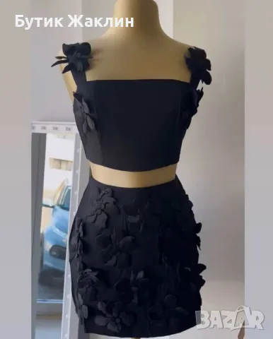 Дамски комплект от 2 части с 3Д цветя, снимка 1