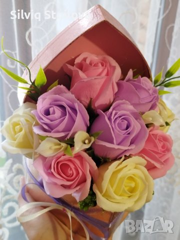 Сърце с девет ароматни сапунени рози, снимка 8 - Подаръци за жени - 37911601
