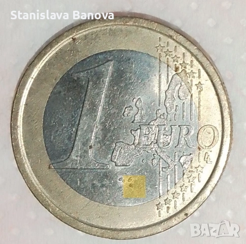 Италианска монета от 1 евро от 2002г. с Ветрувианския човек на да Винчи, снимка 4 - Нумизматика и бонистика - 53053231