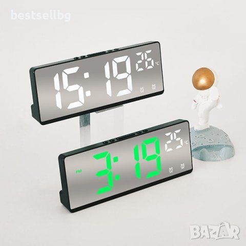 Електронен лед настолен часовник постоянно светещ в тъмното на ток, снимка 4 - Други - 42202077