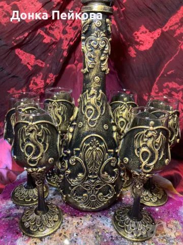 Сервиз за аперитив ръчна изработка в сребро , снимка 2 - Сервизи - 47658046