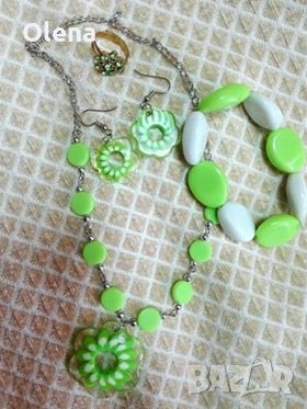 Комплект бижута в зелено, снимка 1