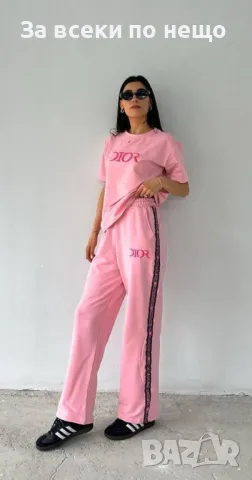 Dior Дамски Розов Спортен Комплект Тениска И Долнище👚🩳Дамски Спортен Екип Диор Код A539, снимка 2 - Спортни екипи - 50144667
