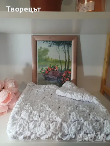Ръчно плетено бебешко одеяло (на една кука), снимка 2 - Други - 56445606