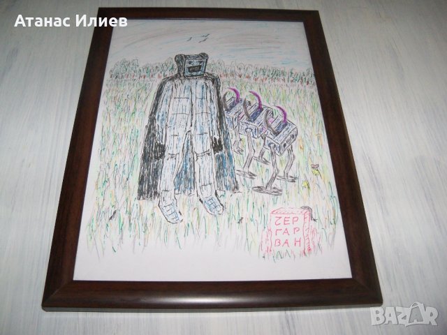 Оригинална рамкирана илюстрация към разказа "Пандемия 2222", снимка 2 - Други - 30381518