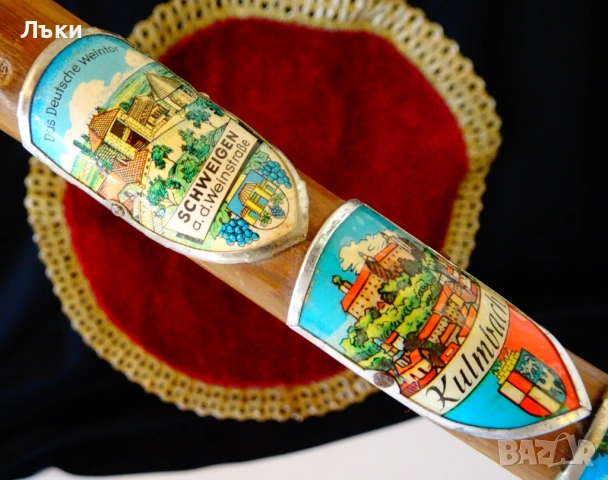 Тиролски туристически бастун 8 значки,Елен,Шварцвалд. , снимка 3 - Антикварни и старинни предмети - 53296655