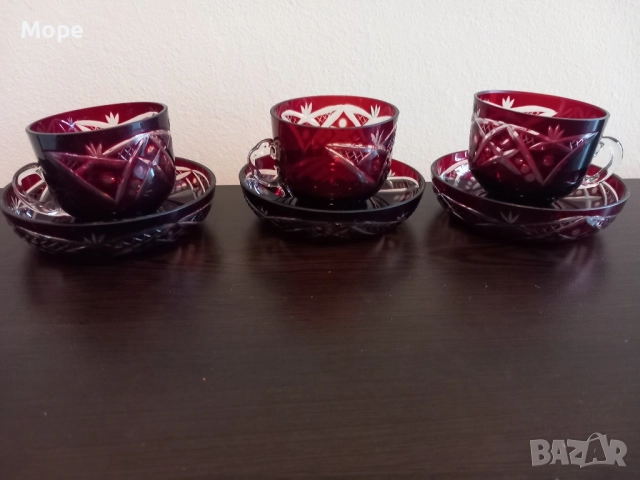 Кристални чаши червен кристал , снимка 2 - Чаши - 51552533