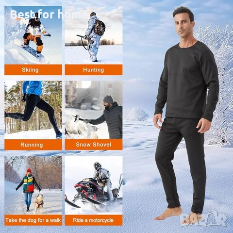 Мъжко термобельо с подгряване, зимен основен слой с 2 ​​бр. бързозареждащи се батерии Размер Л, снимка 6 - Бельо - 54070068