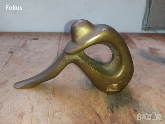 Стара изящна статуетка фигура пластика масивен бронз, снимка 2 - Антикварни и старинни предмети - 54220613