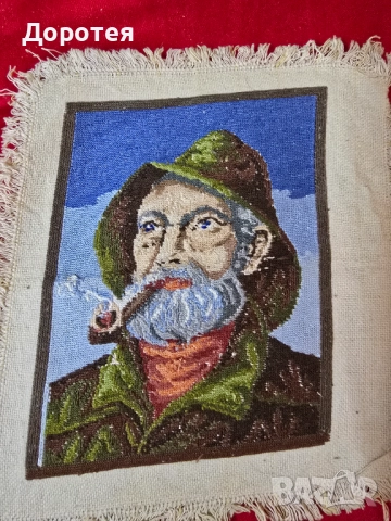 Гоблен,,Стареца с лулата,, , снимка 2 - Гоблени - 51555511