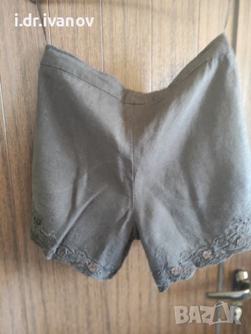 черни ленени къси панталонки с дантела, снимка 3 - Къси панталони и бермуди - 40543749