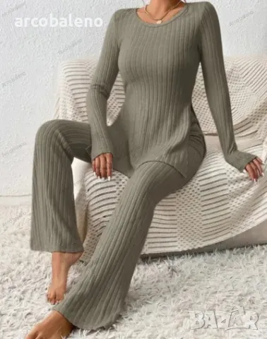 Ежедневен дамски плетен комплект от две части с тънка странична цепка, 5цвята , снимка 9 - Комплекти - 47453726