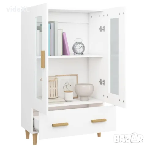 vidaXL Висок шкаф, бял, 70x31x115 см, инженерно дърво, снимка 4 - Бюфети - 56148041