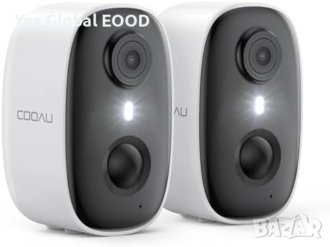 2 бр WiFi камери COOAU 2K нощно цветно PIR