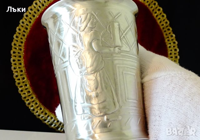 Чаша от калай Юнак вино пие,200 мл. , снимка 2 - Антикварни и старинни предмети - 36597535