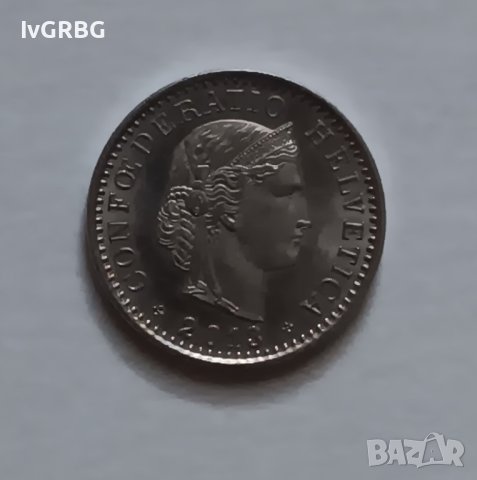 20 рапена Швейцария 2013 С ГЛАНЦ Монета от Швейцария , снимка 3 - Нумизматика и бонистика - 44251705