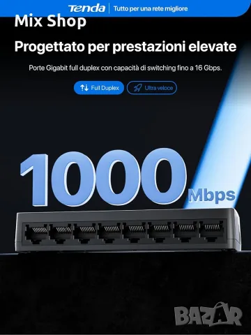 Нова Tenda Ethernet комутатор Gigabit 8 порта, 10/100/1000 Mbps, Ethernet хъб, мини, снимка 7 - Друга електроника - 56072908