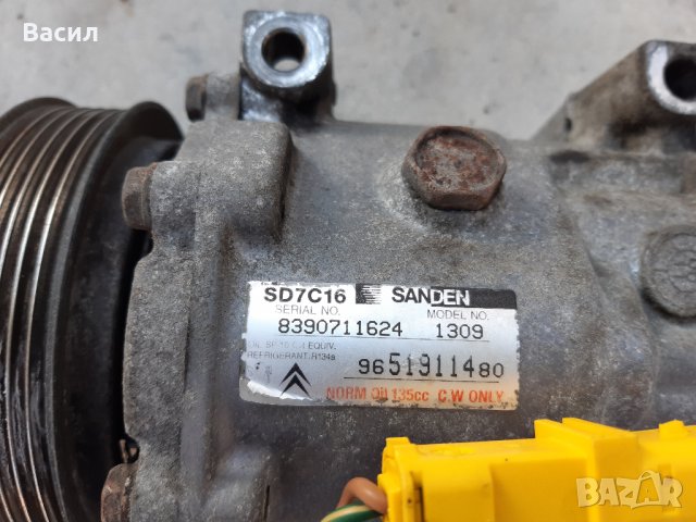 Компресор климатик Peugeot 307 SW ЧЕРНО 1.6 HDI 1.6hdi Пежо 307 СВ Комби ЧЕРНО 1.6 ХДИ 1.6хди pejo, снимка 2 - Части - 30788695