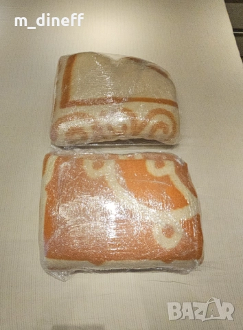 Ретро вълнени одеяла / кувертюри (140х180 см) – Оранжеви с орнаменти, снимка 8 - Олекотени завивки и одеяла - 52713625