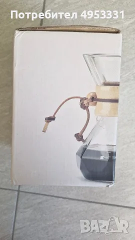 ЧИСТО НОВ Уред за филтърно кафе (тип Chemex) 400ml + Метален филтър, снимка 3 - Кафемашини - 56136411