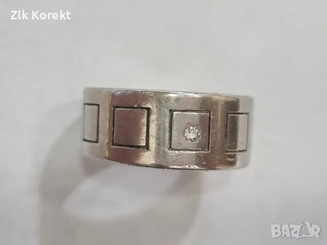 Сребърен пръстен с диамант, снимка 5 - Пръстени - 56534076