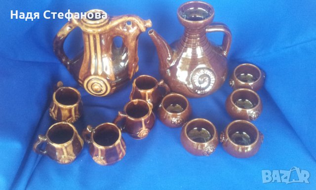 3 комплекта канички с по 5 чаши за концентрат керамични битови, снимка 3 - Антикварни и старинни предмети - 29491157