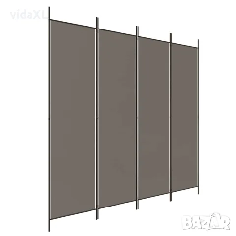 vidaXL Параван за стая, 4 панела, антрацит, 200x200 cм, текстил