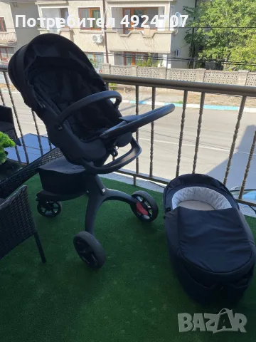Количка Stokke® Xplory® X + бебешки кош - цвят Rich Black, снимка 7 - Детски колички - 55864982