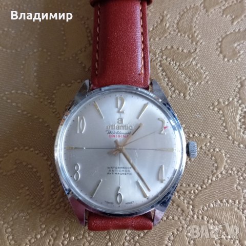 Часовник Атлантик златно покритие, снимка 12 - Антикварни и старинни предмети - 44178375