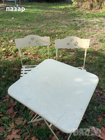 Маса с два стола метален комплект сгъваем, снимка 5 - Други стоки за дома - 52243360