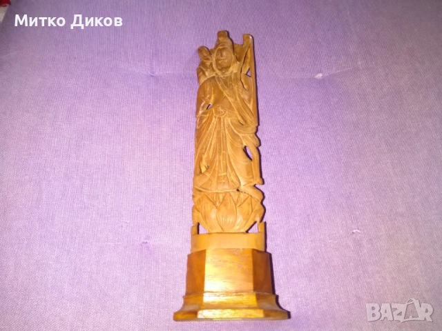 Дървена скулптура воин с лък 220х50х15мм отлична, снимка 2 - Декорация за дома - 51095605