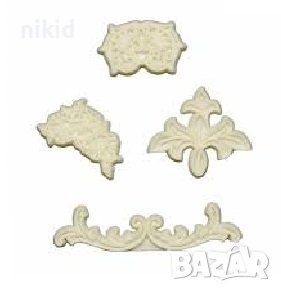 4 бр пластмасови печата печати орнаменти мотиви цветя с релеф украса декор за сладки фондан печат , снимка 3 - Форми - 35291032