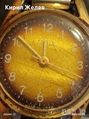 Стар механичен часовник дамски ЗАРЯ СССР с позлата Au за КОЛЕКЦИЯ 51549, снимка 4 - Антикварни и старинни предмети - 52351784