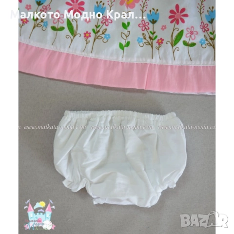 Комплект Пролет - рокличка, шорти и лента за коса, снимка 4 - Бебешки рокли - 51444732