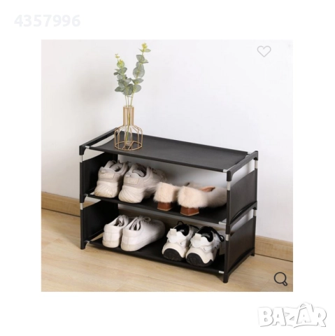 Поставка за обувки, Плат, 3 рафта, Черен 