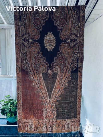 Огромен двуцветен шал ELLE NOR,100% вълна, снимка 8 - Шалове - 31291241