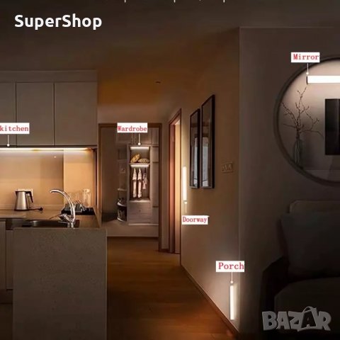 Led USB Безжична Сензорна Лампа за Гардероб кухня осетление лед, снимка 6 - Лед осветление - 34998284