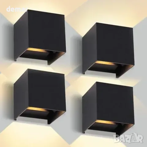 Комплект 4 външни LED стенни лампи YICALE 12W, IP65, 3000K