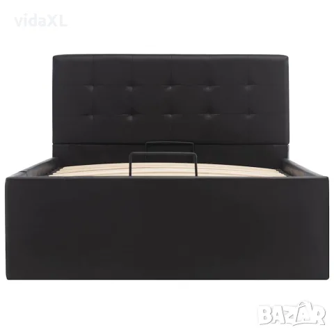 vidaXL Легло с повдигащ механизъм, черно, изкуствена кожа, 90x200 cм, снимка 5 - Спални и легла - 56146493