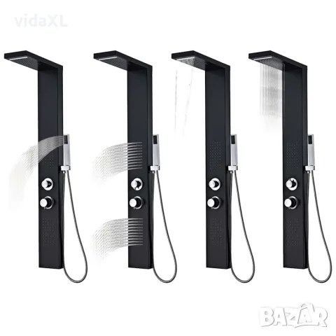 vidaXL Система душ панел от алуминий, черна, снимка 2 - Душове - 56146030