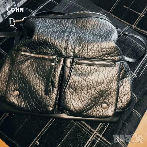 Дамска чанта черна тип торба с дълга и къса дръжка, снимка 2 - Чанти - 50917480