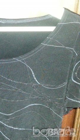 Еластична блуза къс ръкав черна сребристи ивици, снимка 4 - Блузи с дълъг ръкав и пуловери - 14660337