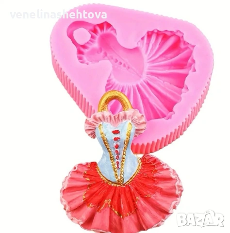 Рокля рокличка силиконов молд форма гипс смола шоколад фондан за декорация на торта 